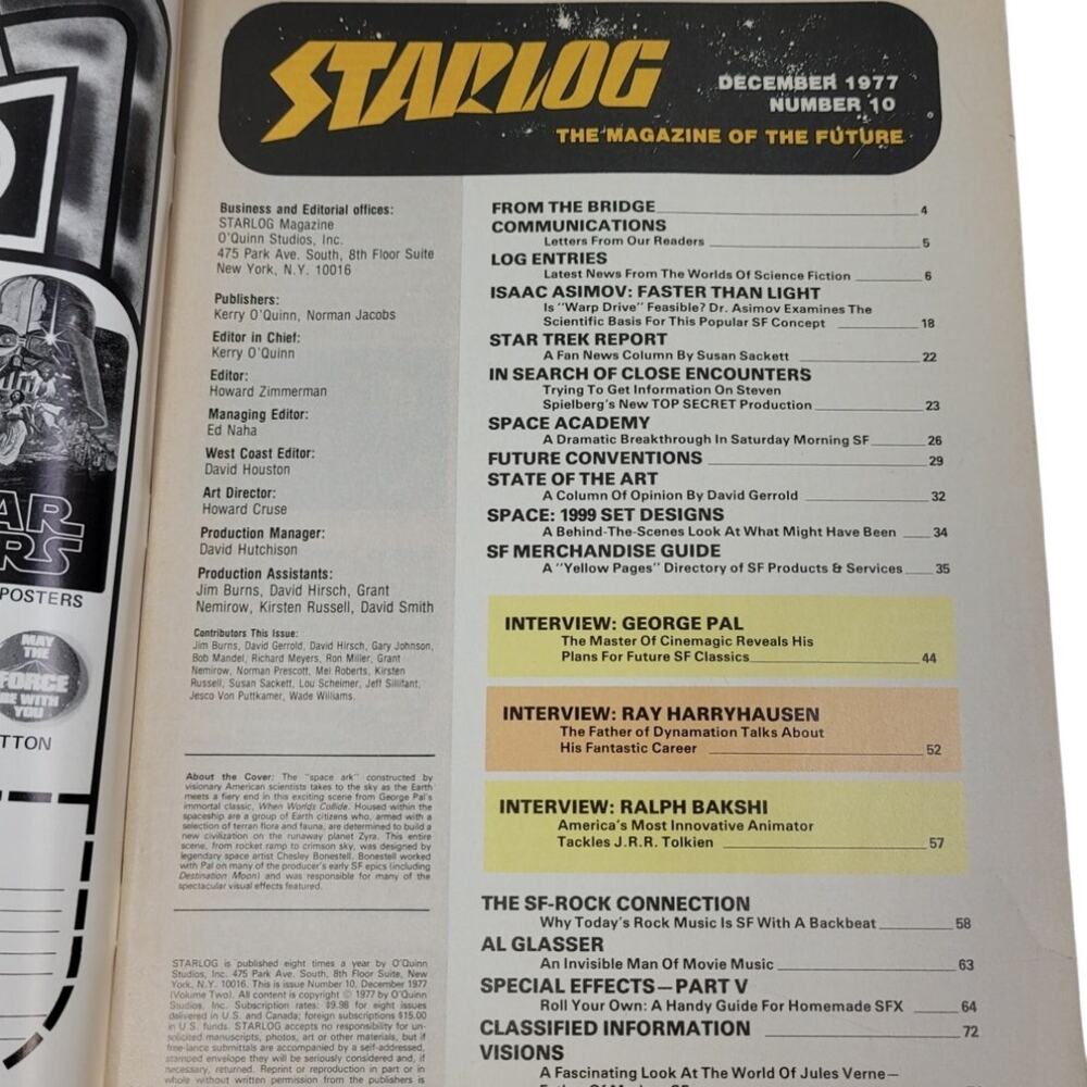 Vintage December 1977 Starlog Magazine of the Future #10 George Pal Film Project - Picture 3 of 3
